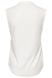 thumbnail: Witte dames ONLY CARMAKOMA blousetop broderie van polyester met effen en V-hals