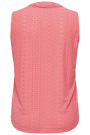 thumbnail: Roze dames ONLY CARMAKOMA blousetop broderie van polyester met effen en V-hals