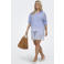 ONLY CARMAKOMA blouse met krijtstreep blauw