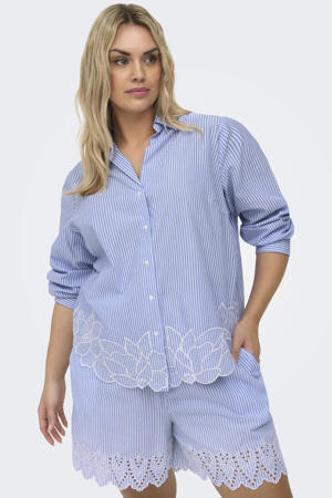 blouse met krijtstreep blauw