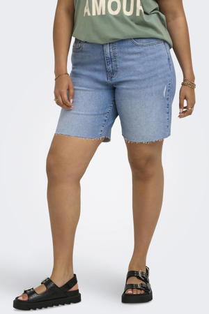 slim regular waist short light blue denim