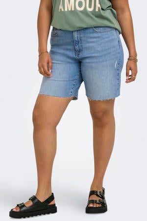 slim regular waist short light blue denim