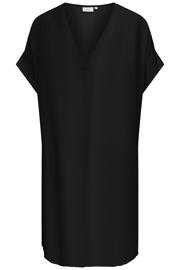 thumbnail: Zwarte dames ONLY CARMAKOMA korte jurk van viscose met korte mouwen en V-hals