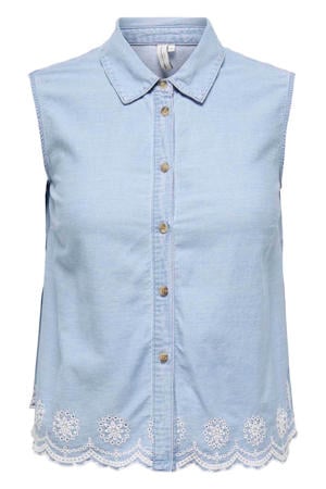 broderie blouse Plus Size - lichtblauw