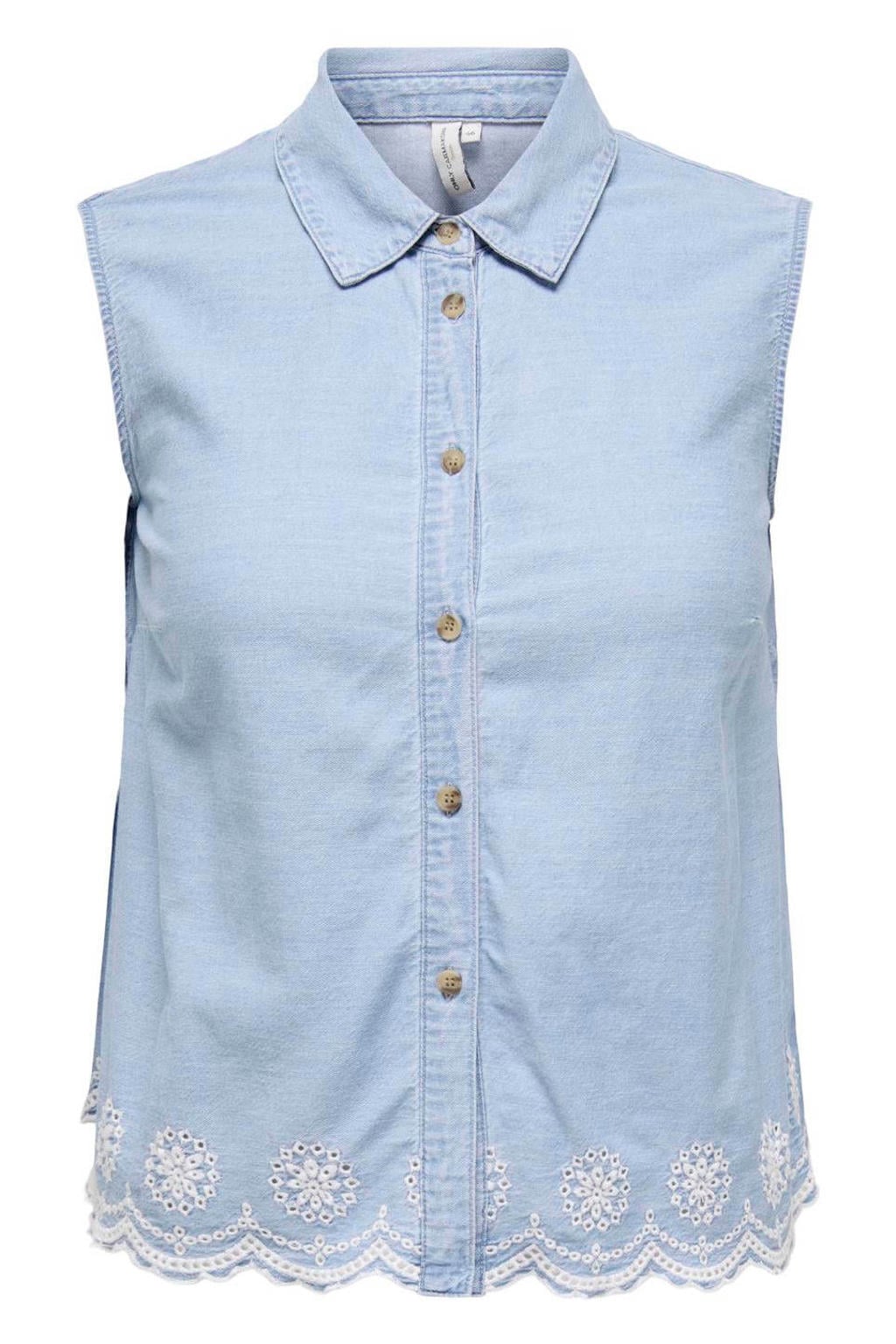 ONLY CARMAKOMA broderie blouse Plus Size - lichtblauw