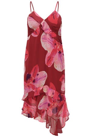gebloemde zomerjurk rood