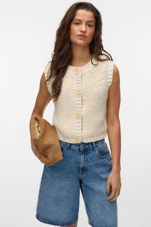gebreid vest beige
