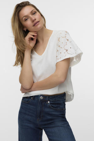 T-shirt broderie wit