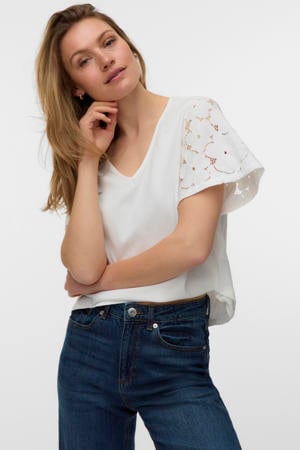T-shirt broderie wit
