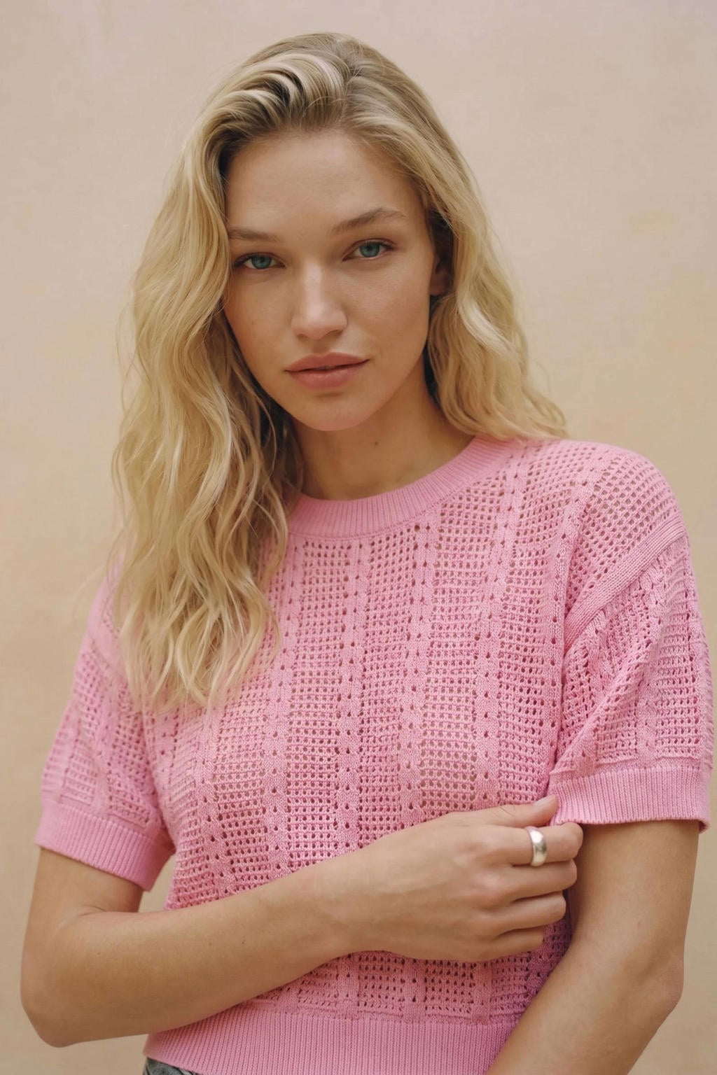 VERO MODA top ajour roze