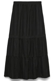 thumbnail: Zwarte dames VERO MODA A-lijn rok broderie gemaakt van katoen en met elastische tailleband