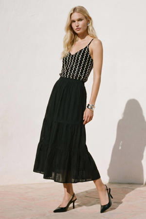 A-lijn rok broderie zwart