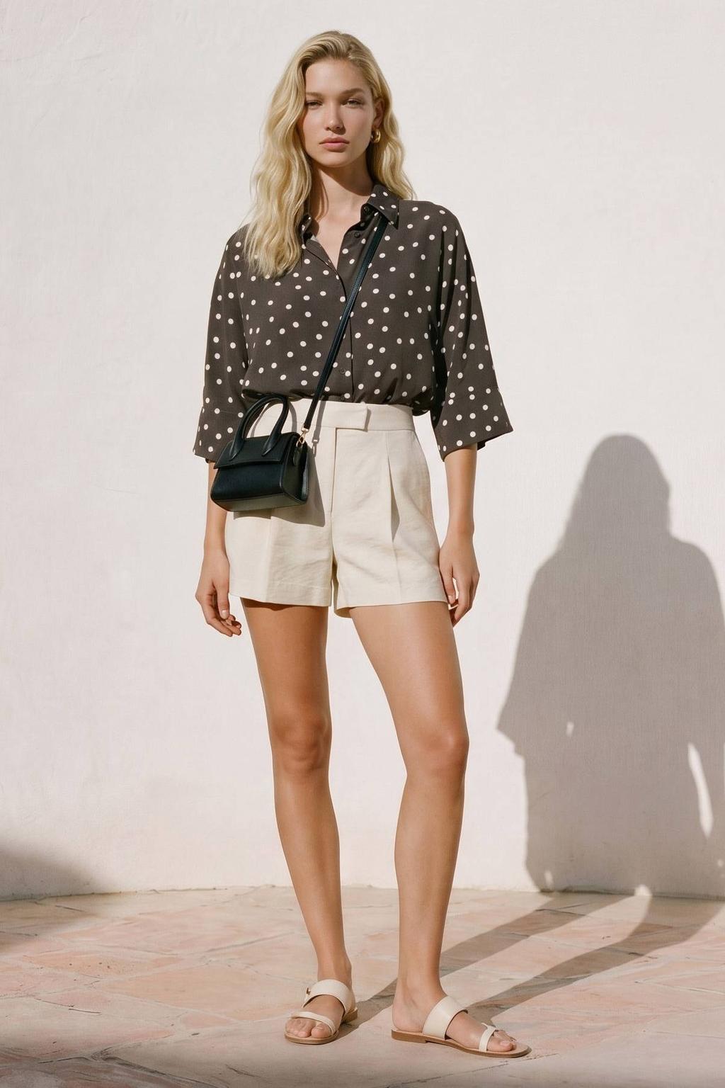 VERO MODA blouse met stippen bruin