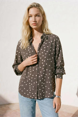 blouse met stippen bruin