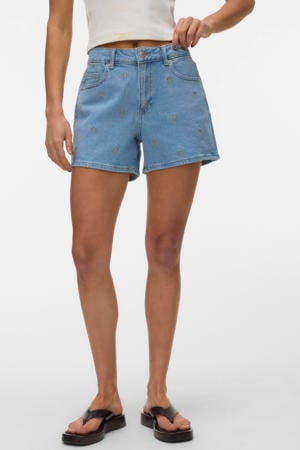 denim straight regular waist short lichtblauw