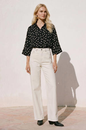 blouse met stippen zwart
