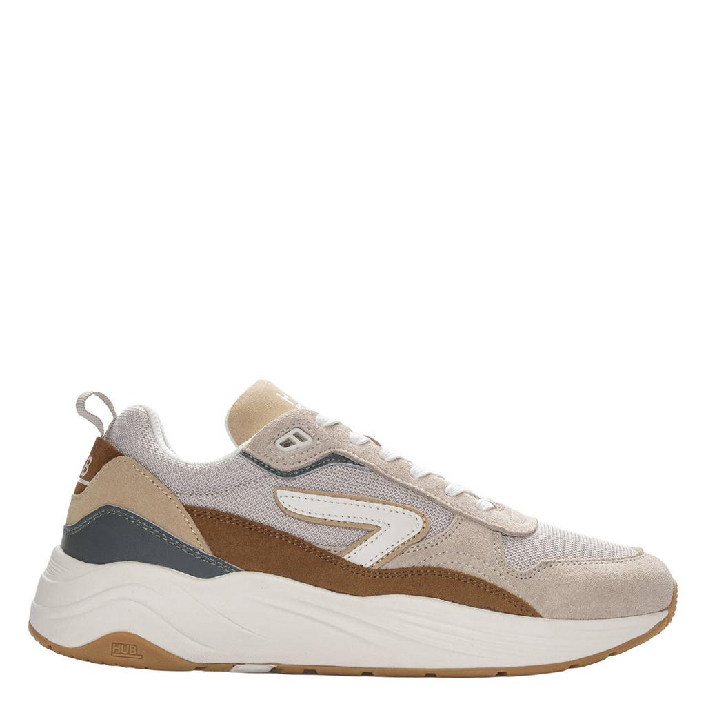Beige heren HUB suede sneaker met platte zool