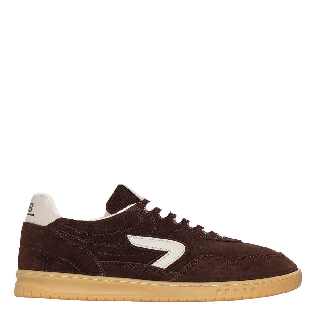 HUB suede sneaker met meerkleurige print bruin