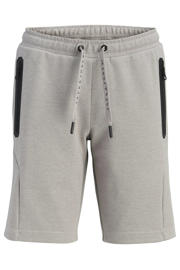 thumbnail: Grijze jongens JACK & JONES JUNIOR slim sweatshort met elastische tailleband met koord en effen