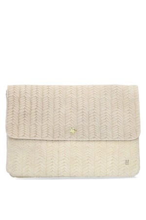suede clutch ecru
