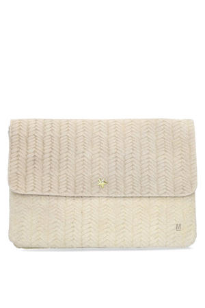 suede clutch ecru