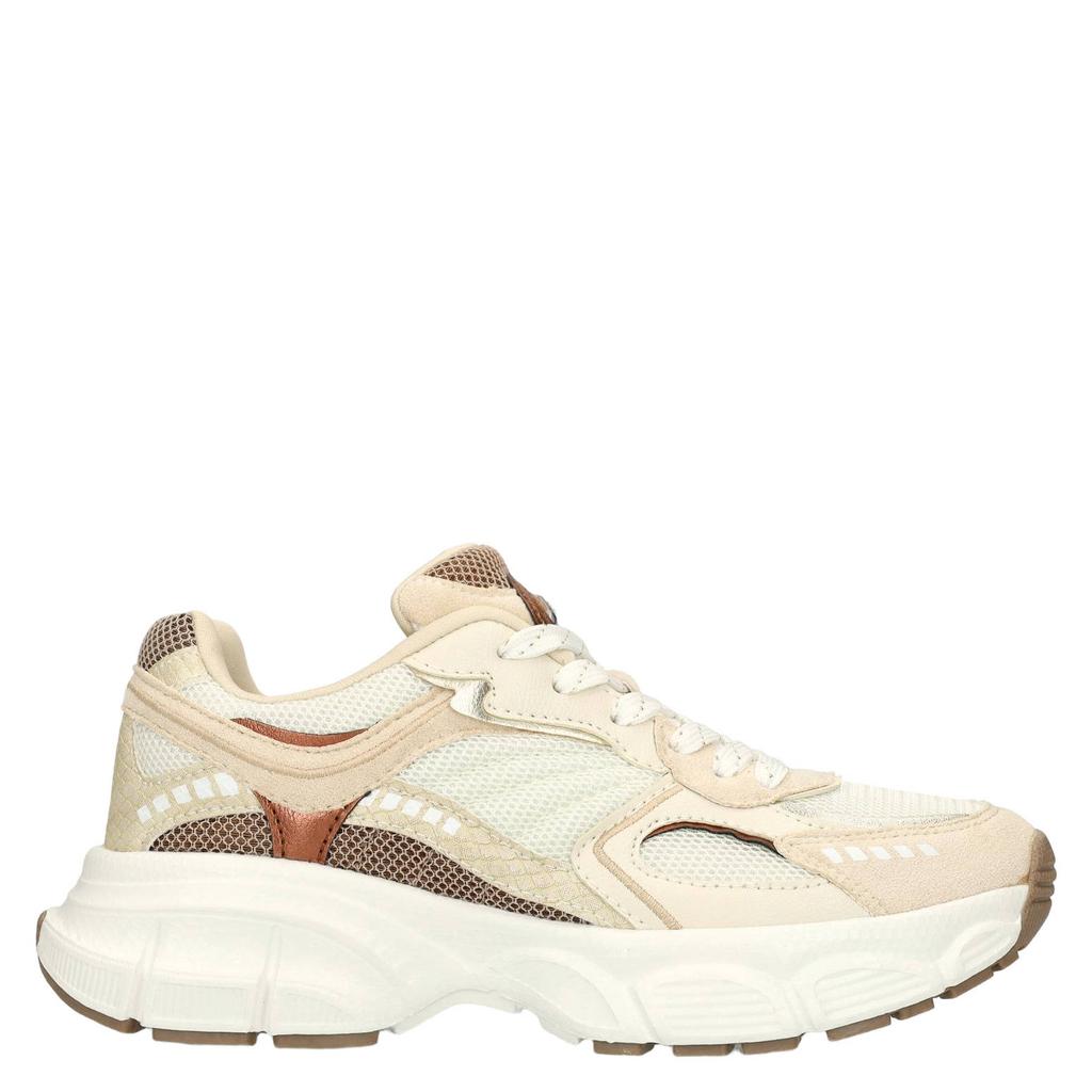 Beige dames Sacha sneakers van synthetisch materiaal met veters