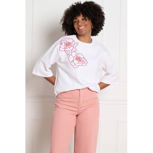 LOLALIZA gebloemde sweater ecru afbeelding