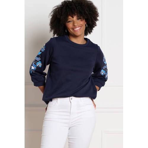 LOLALIZA gebloemde sweater blauw afbeelding