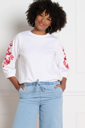 gebloemde sweater wit