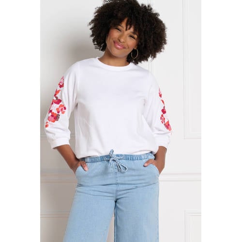 LOLALIZA gebloemde sweater wit afbeelding