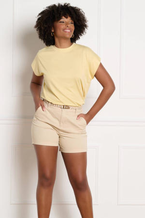 slim regular waist chino short beige