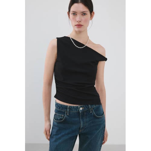 Mango asymmetrische top zwart afbeelding