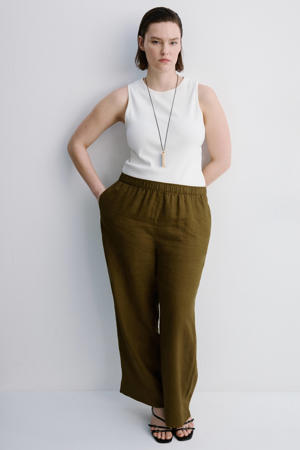 wide leg high waist broek met linnen