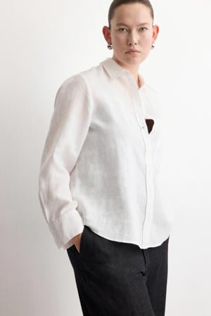 blouse met linnen wit