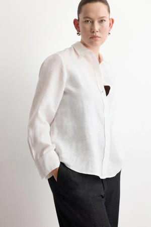 blouse met linnen wit