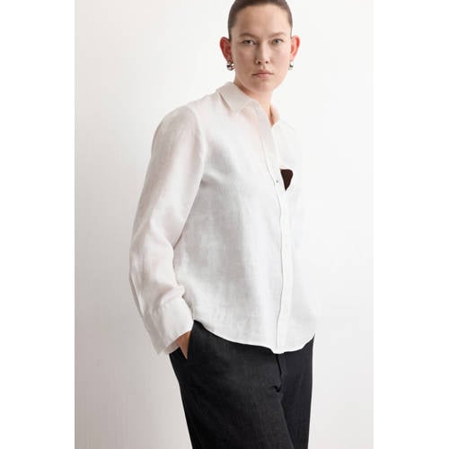 Mango blouse met linnen wit afbeelding