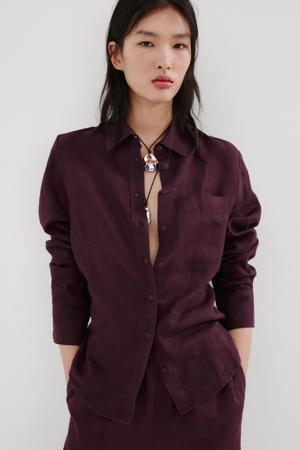blouse linnen donkerpaars