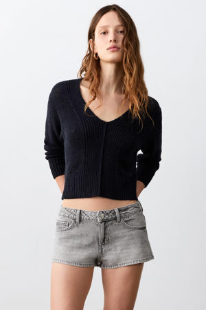 low waist short grey denim