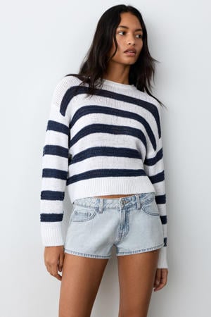 low waist short light blue denim