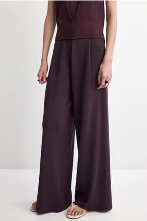 regular waist casual broek donkerrood fijn gebreid