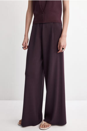 regular waist casual broek donkerrood fijn gebreid