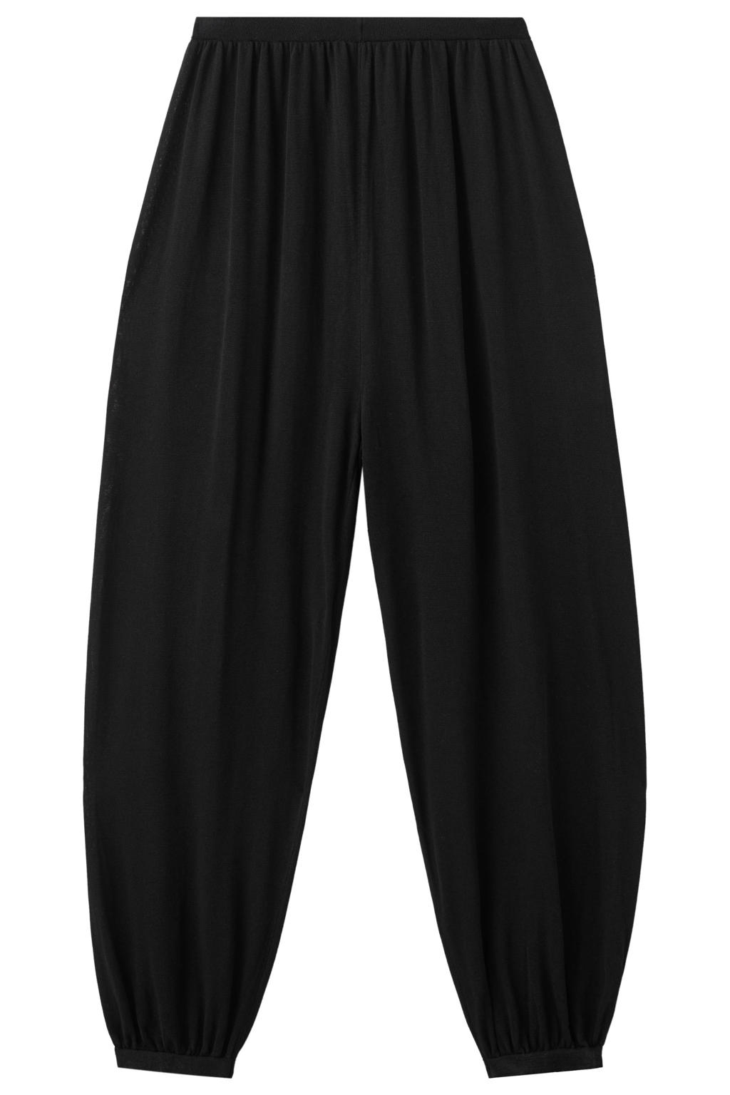 Zwarte dames Mango viscose ballonbroek met regular waist, elastische tailleband en effen