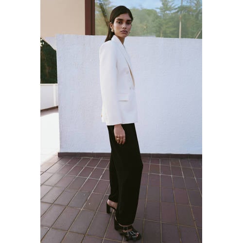 Mango barrel regular waist casual broek zwart afbeelding