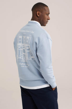 sweater met backprint lichtblauw