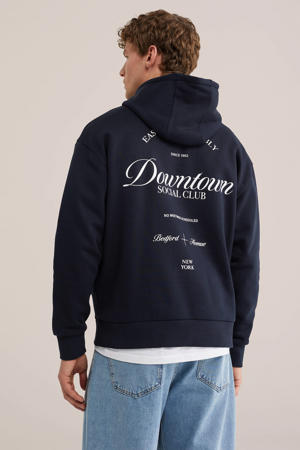 hoodie met backprint donkerblauw