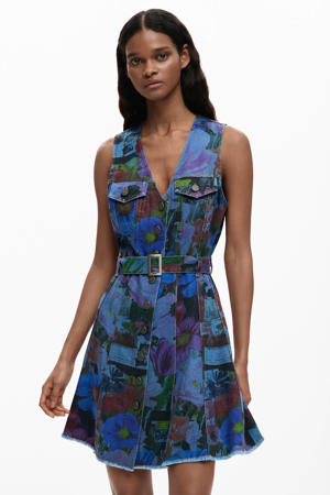 korte jurk met all over print multicolor