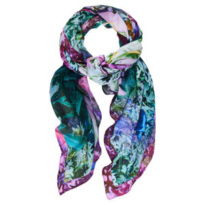 sjaal met bloemenprint blauw