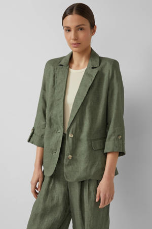 regular blazer met linnen