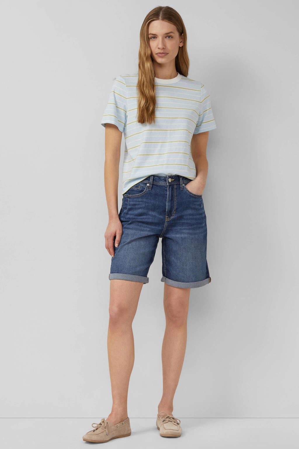 Dark blue denim dames s.Oliver high waist regular fit jeans dark blue van denim met effen