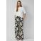 s.Oliver wide leg regular waist gebloemde casual broek zwart